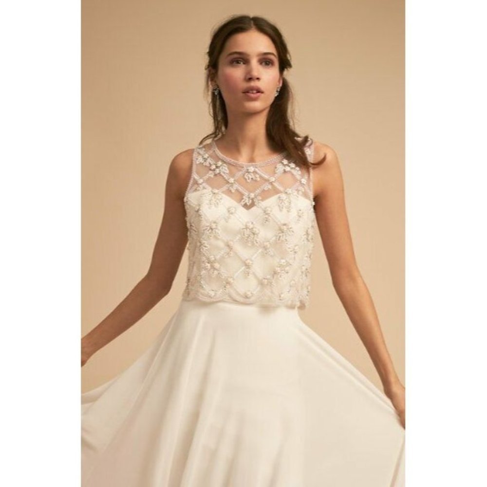 BHLDN Moyna Embellished Bridal Holland Topper Top Tank Great Layering Size M - Picture 1 of 8